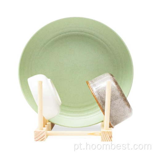 Escorredor de pratos de prateleira de pratos de madeira de bambu